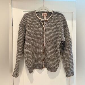 Vintage Woolrich 100% wool cardigan sweater gray cream cottagecore cabincore M